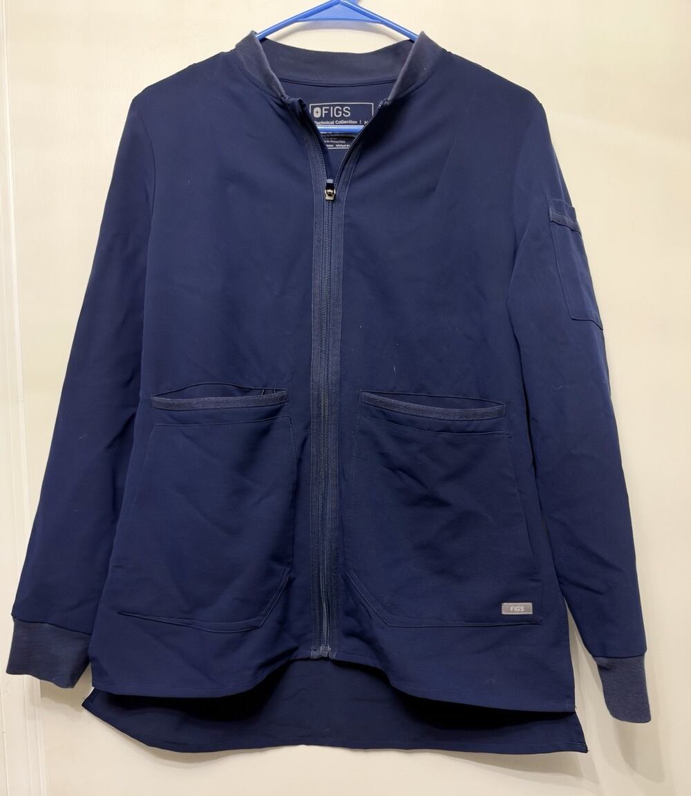 FIGS Bellery Scrub Jacket Navy Blue Technical Collection Women's Size Medium